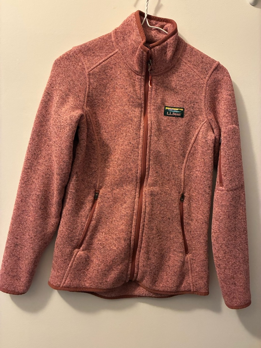L.L. Bean Women’s Heathered Pink Full-Zip Fleece Sweater Jacket Like NEW